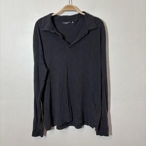 Abercrombie & Fitch‎ Men's Polo Shirt Linen Blend Johnny Collar M Gray